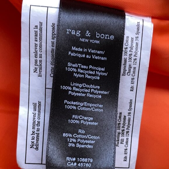 Rag & Bone Manston Recycled Nylon Bomber in Saffron, Size L, Hardly Worn - Picture 6 of 11